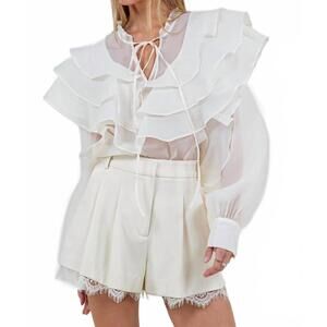 NEW WHITEROOM+CACTUS charlotte ruffled blouse in white